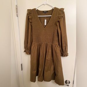 NWT Madewell Flannel Lucie V-neck smocked mini dress